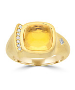 925 Sterling Silver Yellow Gold Plated Cubic Zircon Citrine Ring Size 7 - $49.00