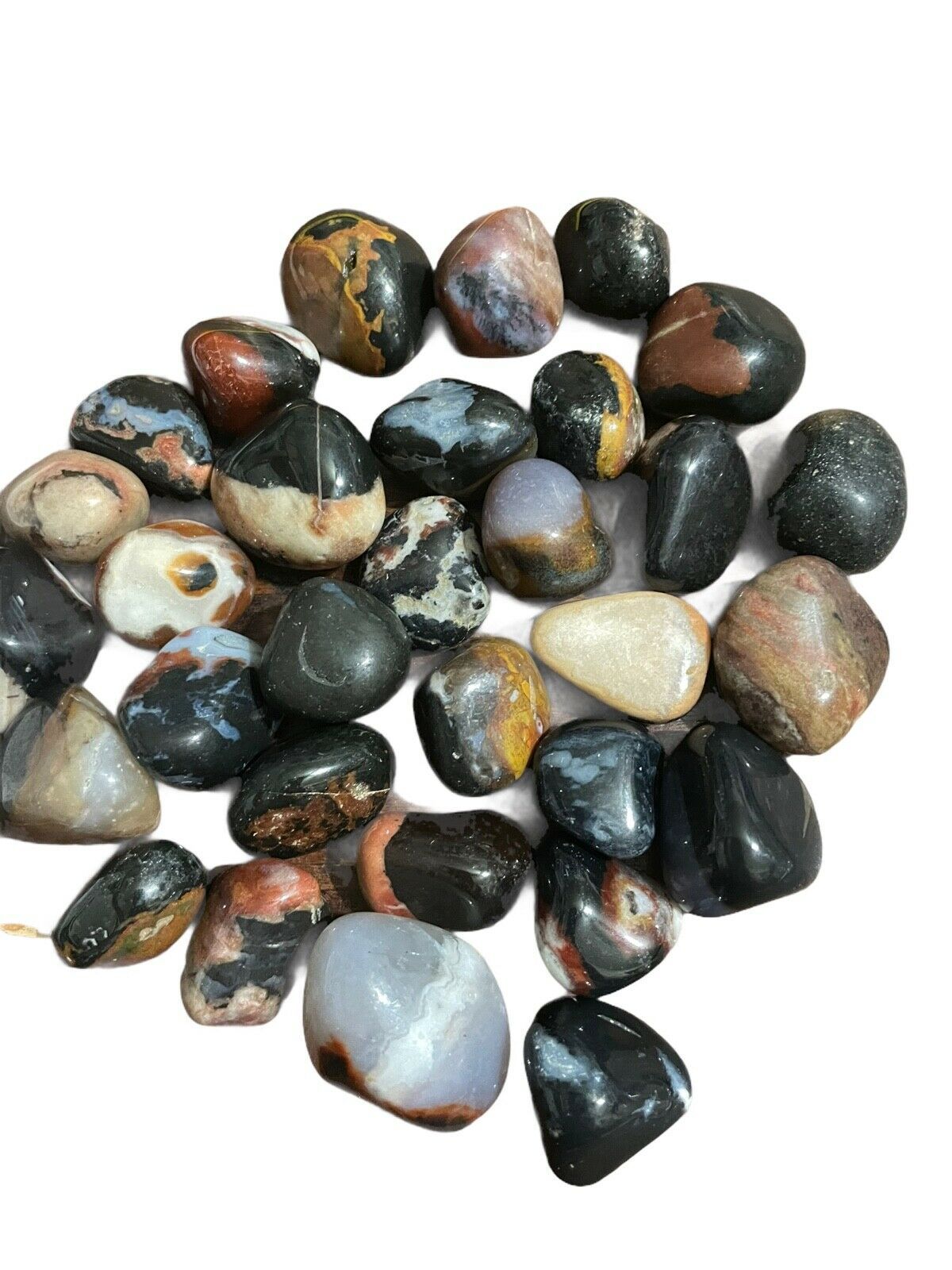 1X Black Sardonyx Tumbled Stones LG 20-30mm Reiki Healing Crystal Protec... - $1.67