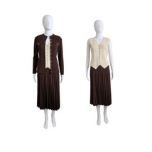 Vintage St.John knit vest, Jacket &amp; Pleated Midi skirt set W28&quot; - £197.94 GBP