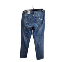 INC Denim Jeans Womens Size 10/30 straight Midrise Blue Distress Splash ... - £27.37 GBP