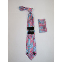 Men's Stacy Adams Necktie and Hankie Set Fancy Design Silky Look SAT39 Pink image 2