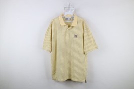 Vintage 90s Fila Italy Mens XL Spell Out Golf Crest Collared Polo Shirt Yellow - $49.45