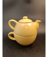 Tea Pot Nested Mug Cup Pier 1 China Tea For One Set Goldenrod Stoneware ... - £23.25 GBP