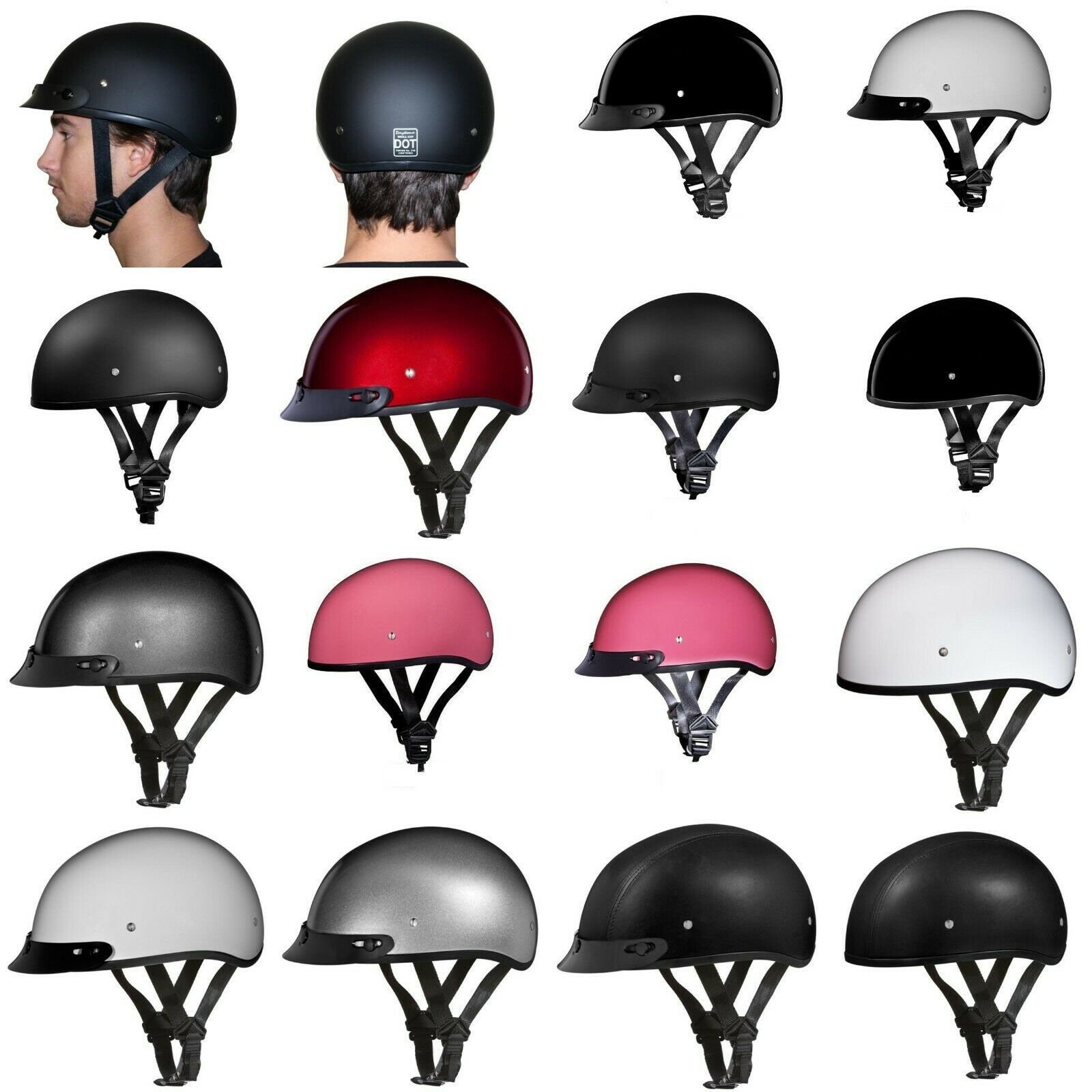 Daytona Biker Helmet, D.O.T. Approved 1/2 Shell Helmets (Skull Cap) - $99.00