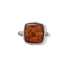 Genuine Baltic Amber Hammered Square Solitaire 925 Silver Anniversary Ring Gifts - £88.68 GBP