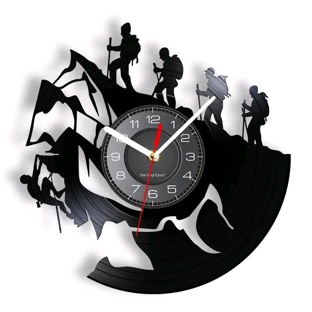Vinyl Wall Clock Mountain Climbing Outdoor Sports Home Office Decor Gift - $38.99+