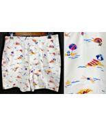 Lands End Chino Shorts Size 10 White Beach Swimming Print Vintage 1950s ... - $45.90 CAD