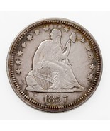 1857 25C Seated Liberty Quarter in XF Condition, Nice Rim Toning - $2,351.90 MXN