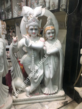 24&quot; White Marble Radha Krishna Handmade Sculpture Wedding Love Gift Deco... - £3,414.92 GBP