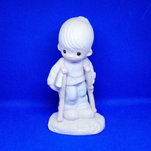 Precious Moments He Watches Over Us All Boy on Crutches - $13.78