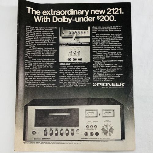 Vintage 1970&#39;s Pioneer Magazine Print Ad CT-F2121 Cassette Tape Deck 8&quot; ... - $6.62