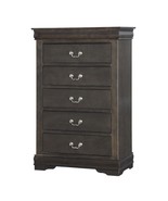 Louis Philippe 5 Storage Drawers Chest, Dark Gray Finish - $10,179.36 MXN