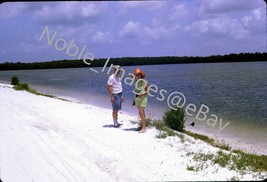 1971 Retirees Walking Along the Beach Florida Kodachrome 35mm Slide - £3.10 GBP