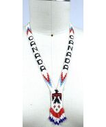 Vtg Retro Seed Bead Native Canadian Indigenous Fringes Boho Necklace Han... - $34.75