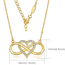 Goldtone Rhinestone Infinity Heart Pendant Necklace - New - £11.95 GBP