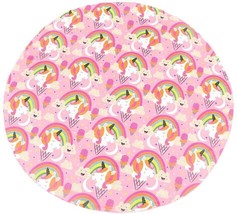 Round Unicorn Blanket - Soft &amp; Cozy Flannel Throw - Unicorn, Rainbow 60&quot; Pink - £15.81 GBP