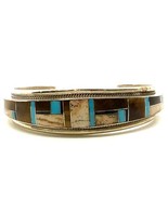Vintage Sterling Silver Navajo Multi Stone Inlay Cuff Bracelet By Joan D... - $7,432.63 MXN