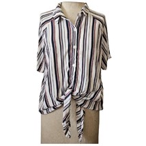 Striped Crop Short Sleeve Blouse Size Medium   - $24.75