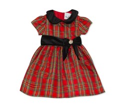 Rare Editions Baby Girls 3/6M Red Taffeta Collar Plait Lined Tulle Dress - £16.54 GBP