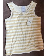 New With Tags Baby GAP Girl&#39;s White Gold Stripe Ruffle Neck Tank 12-18 M... - £15.73 GBP