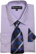 Fortino Landi Men&#39;s Long Sleeve Dress Shirt With A Tie And Handkerchief 3XL - £13.30 GBP