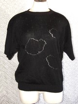 Vintage Women&#39;s Jennifer Michaels Black Knit See Through Sweater T-Shirt - £12.38 GBP