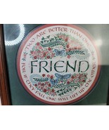 Vintage Framed Calligraphy &quot;Friend&quot; Dark Green Mat Holly Monroe Bible Quote - £15.64 GBP