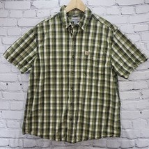 Carhartt Shirt Mens Sz L Relaxed Fit Green Plaid Short Sleeve Button-Up ... - £15.48 GBP