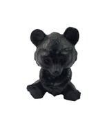 Vintage Handcrafted From Coal Black TEDDY BEAR Figurine 5.5 Inch - $239.70 MXN
