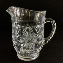 Vintage Small Pressed Cut Glass Pitcher Water Juice Creamer 6” Star of David - £17.21 GBP