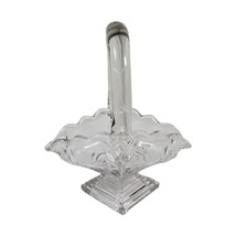 VINTAGE CLEAR GLASS FLORAL ETCHED ROSES DIAMOND SHAPE STEP PEDESTAL 9&quot; B... - £28.67 GBP
