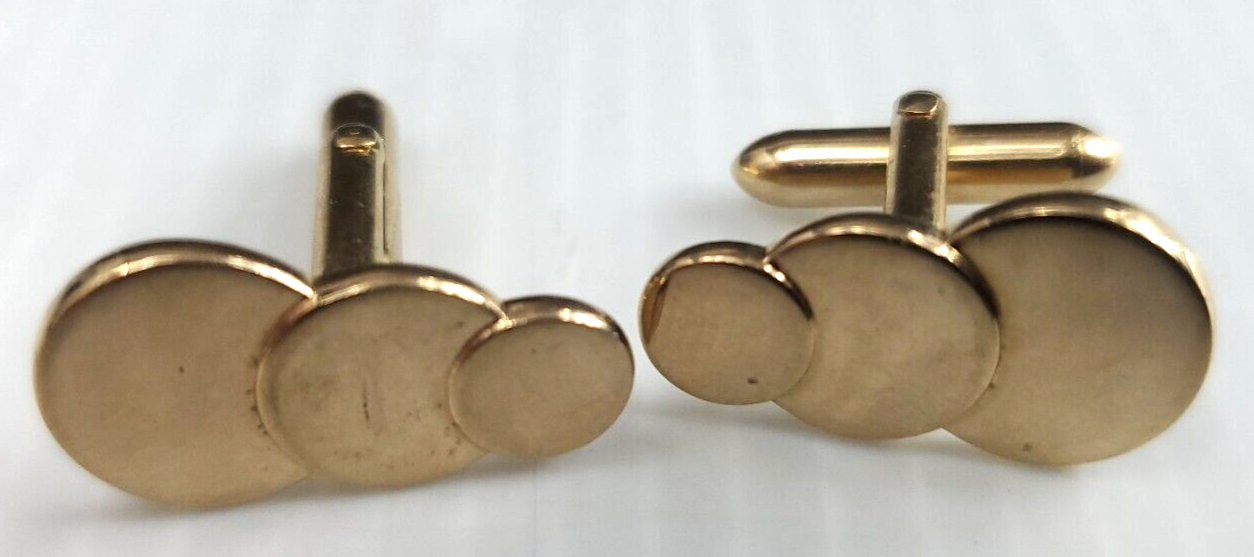 Vintage Swank Cufflink Gold tone 3 Ring Men's Cuff Links. Men' Fashion wear. BG3 - $10.99
