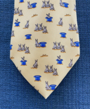 Barneys New York Yellow Rabbit Hat Silk Tie Necktie Italy Magician Easter Spring - £27.28 GBP