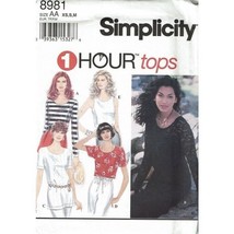 Simplicity Sewing Pattern 8981 1 Hour Tops Shirts Misses Size XS-M - $8.96