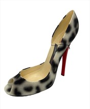 Leopard Print Wine Bottle Holder Stiletto Shoe 8.5" High with Red Heel Polyresin image 1