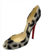 Leopard Print Wine Bottle Holder Stiletto Shoe 8.5&quot; High with Red Heel P... - £19.77 GBP