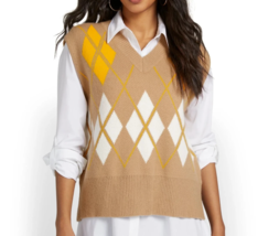 New York &amp; Co Mable Sleeveless Argyle Sweater Vest Size S/M NWT - $641.39 MXN