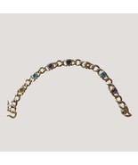 Gold Tone Chain Bracelet Heart-Shaped Multi-Colored Gemstones Toggle Clasp - $37.40