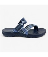 Skechers Reggae Tartan Charm Navy White Womens Size 9 Sandal Foamies Sli... - $44.95