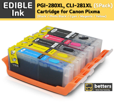 Edible Ink PGI-280XL / CLI-281XL, CAKE ink cartridges for Canon Pixma - 5-packs - £31.49 GBP