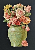 1880s antique 9&quot; AD DIE CUT esplen pa BARR BROS PHARMACY floral victorian - £53.39 GBP