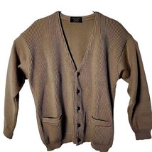 Brooks Brothers Men M Front Pocket Button Tan Thick Sweater Cardigan - £28.59 GBP