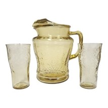 1930s Federal Glass Madrid Amber Depression Glass 80oz Pitcher &amp; Glasses Set - £33.70 GBP