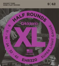 D&#39;Addario Guitar Strings Electric EHR320 Half Round Super Light 9-42 - $29.44