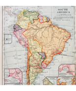 1898 Map South America Continent Victorian Political Geography Atlas Pri... - €25,67 EUR