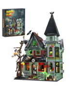 Haunted House Model with Lighting Halloween Decoration Building Blocks S... - $186.99
