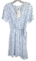 Sienna Sky Women&#39;s Summer Dress Lined Short Sleeve V-Neck Floral Sz S Blue White - £23.73 GBP
