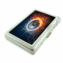 Fire Ice Music Em2 100&#39;s Size Cigarette Case with Built in Lighter Metal Wallet - £17.37 GBP