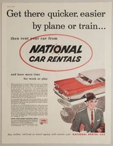 1958 Print Ad National Car Rentals New Ford Fairlane Two-Tone Red & White - $17.08
