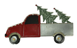 Zeckos Red Metal Christmas Truck Hauler Holiday Wall Hanging, Trees - £29.84 GBP